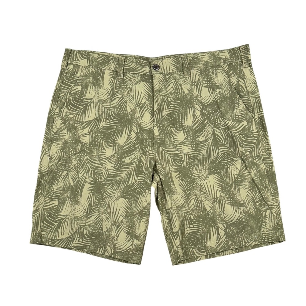 Eddie Bauer Travex Mens 40 Shorts Olive Green Tropical Palm Leaf‎ Print Hiking